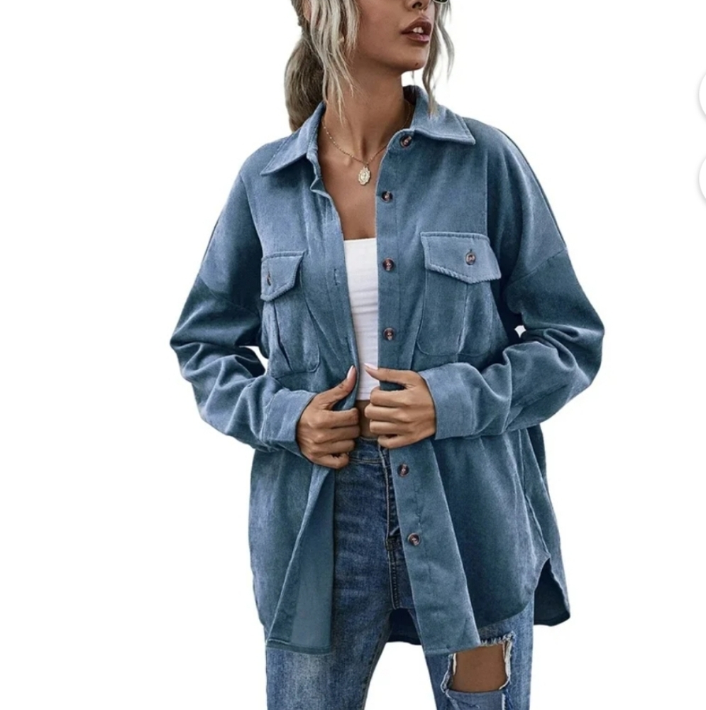Oversized Blue Corduroy Shirt